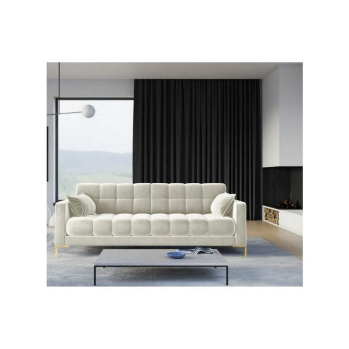 Alhome Velvet and Sweedish Wood 3 Seaters Sofa - White - AL-777 - Zrafh.com - Your Destination for Baby & Mother Needs in Saudi Arabia