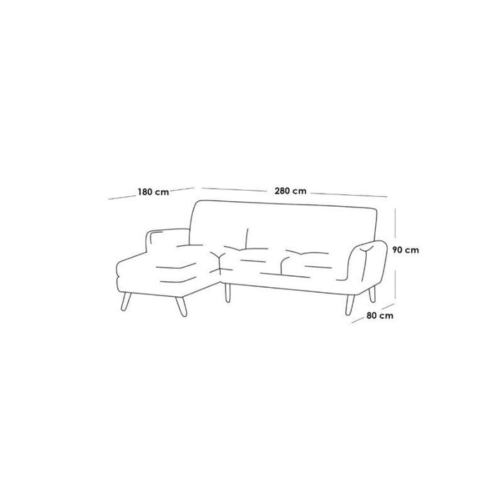 Alhome LShape Sofa 280x180x80x90 cm - Green - Zrafh.com - Your Destination for Baby & Mother Needs in Saudi Arabia