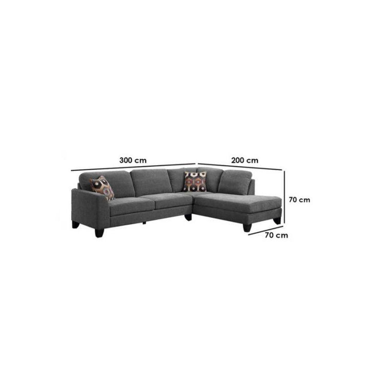 Alhome LShape Sofa 200x70x70x300 cm - Grey & Black - Zrafh.com - Your Destination for Baby & Mother Needs in Saudi Arabia