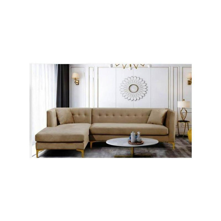 Alhome LShape Sofa 250x80x180x80 cm - Beige - Zrafh.com - Your Destination for Baby & Mother Needs in Saudi Arabia