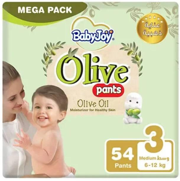 BabyJoy Olive Oil Pants, Size 3 Medium, 6 to 12 kg, Mega Pack, 54 Diapers - ZRAFH