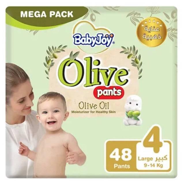 BabyJoy Olive Oil Pants, Size 4 Large, 9 to 14 kg, Mega Pack, 48 Diapers - ZRAFH