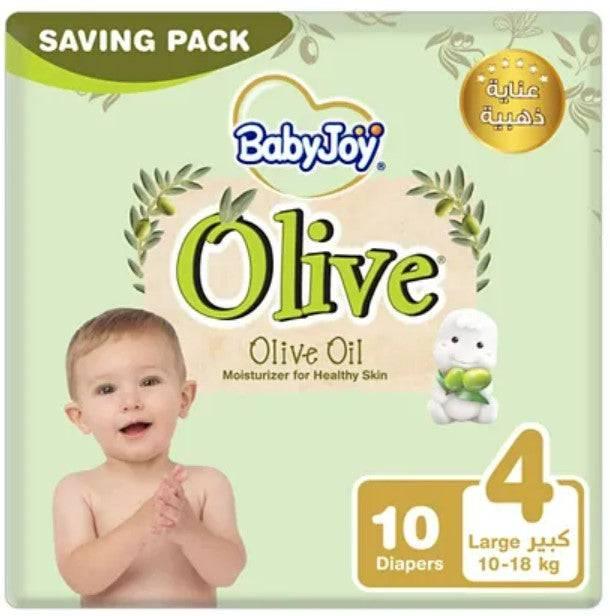 BabyJoy Olive Oil, Size 4 Large, 10 to 18 kg, Saving Pack, 10 Diapers - ZRAFH