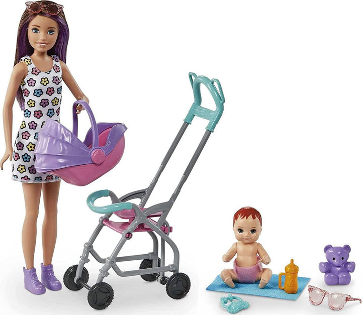 Barbie Skipper Babysitters Doll and Playset - Stroller (Brunette) GXT34 - ZRAFH