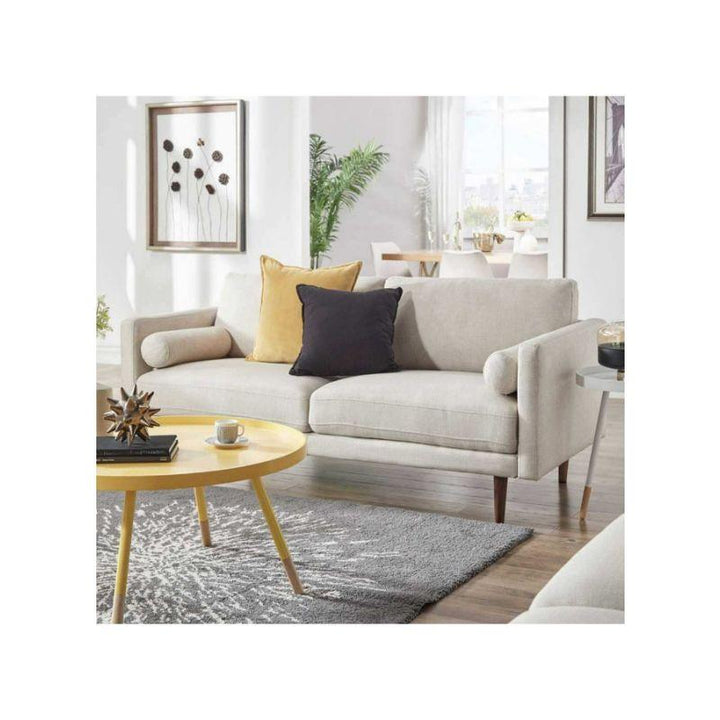 Alhome Polyester and Sweedish Wood 3 Seaters Sofa - Beige - Zrafh.com - Your Destination for Baby & Mother Needs in Saudi Arabia