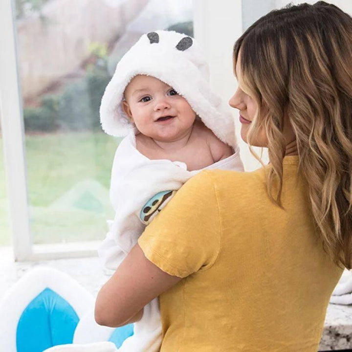 Blooming Bath Hooded Baby Towel with Attached Rattle - Plush, Washer & Dryer Safe Swaddle Towel - Unisex - Bee - ZRAFH