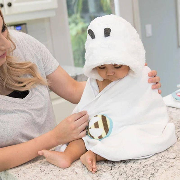 Blooming Bath Hooded Baby Towel with Attached Rattle - Plush, Washer & Dryer Safe Swaddle Towel - Unisex - Bee - ZRAFH