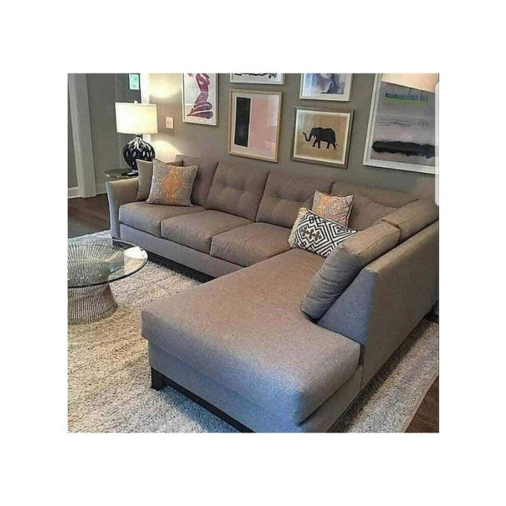 Alhome LShape Sofa 300x250x88x90 cm - Grey - Zrafh.com - Your Destination for Baby & Mother Needs in Saudi Arabia