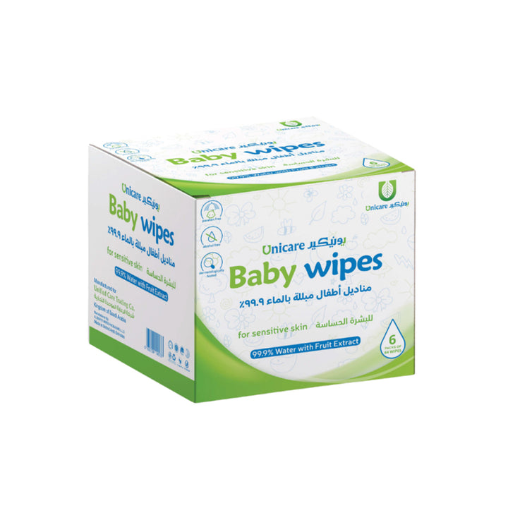 Unicare Baby Water Wibes - 6 Packets - 384 Wipes - Zrafh.com - Your Destination for Baby & Mother Needs in Saudi Arabia