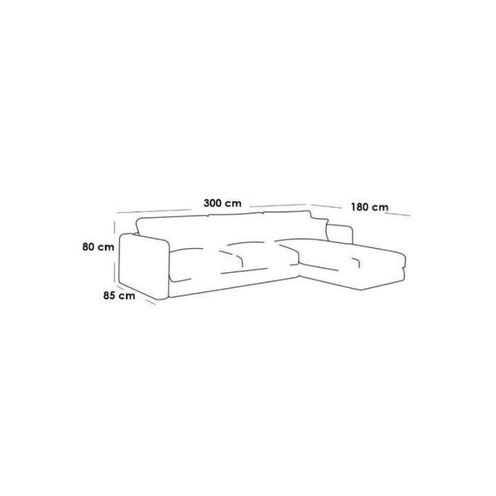 Alhome LShape  Sofa - Linen - Beige - 85x180x300x80 cm - Zrafh.com - Your Destination for Baby & Mother Needs in Saudi Arabia