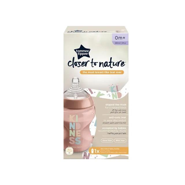 Tommee Tippee Closer to Nature Slow Flow Baby Bottle with Anti-Colic Valve - 260 ml-0+M - Zrafh.com - Your Destination for Baby & Mother Needs in Saudi Arabia