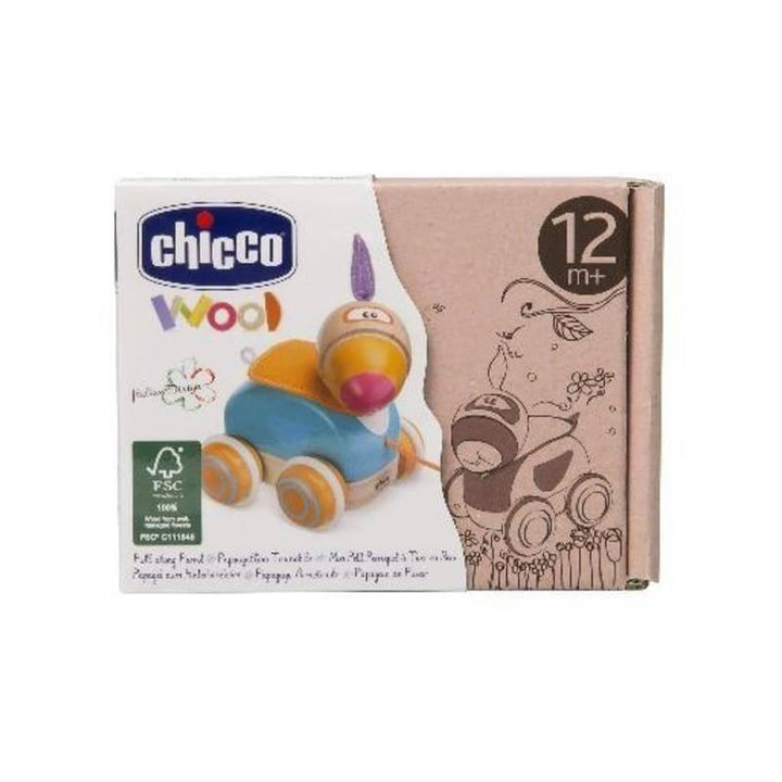 Chicco Pull Along Wooden Toy Parrot - 12-36M - ZRAFH