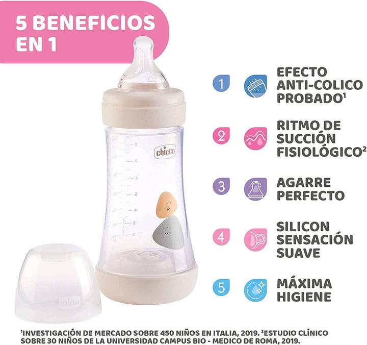 Chicco 5 Perfect intui-flow system 240 ml Feeding Bottle 2m+ - ZRAFH