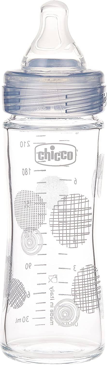 Chicco Bottle WB Glass UNI Slow Sil 0M+_240ml - ZRAFH