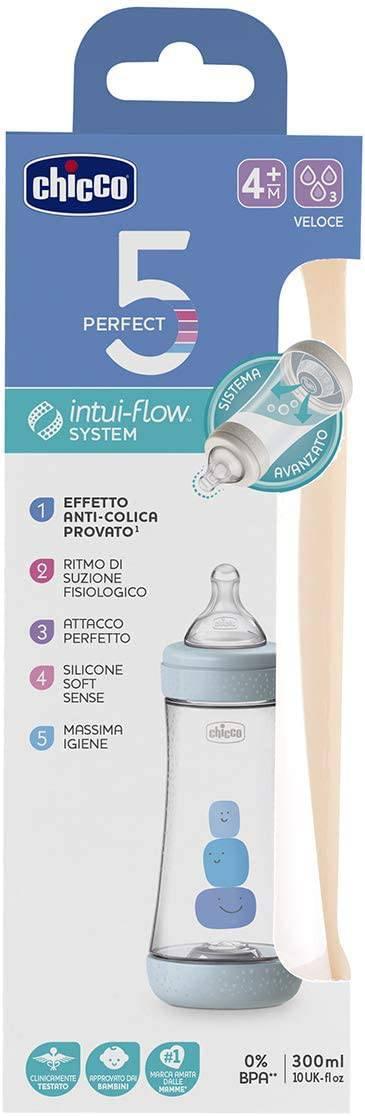 Chicco 5 Perfect intui-flow system 300 ml Feeding Bottle 4m+ - ZRAFH