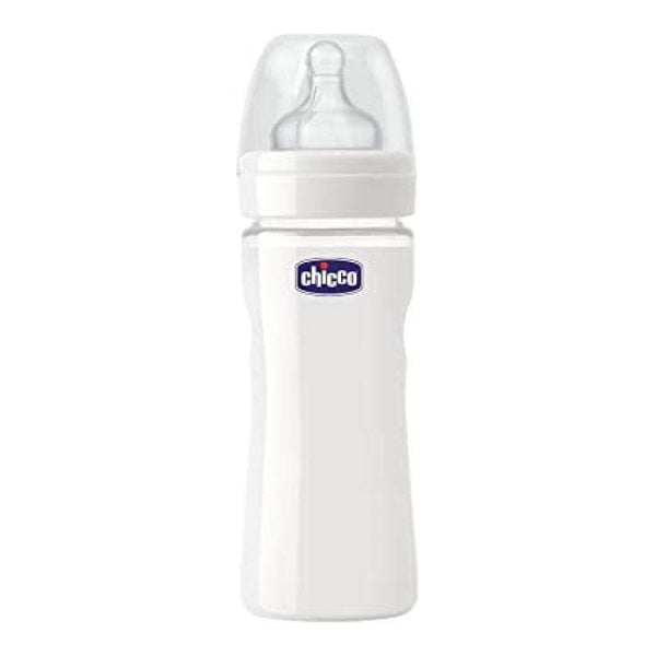 Chicco Blue BPA Free Baby Milk Feeding Bottle with Wide Neck 330ml For  6m+(1 Pc)