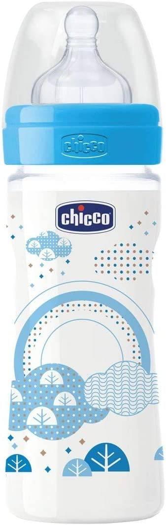 Chicco Well-Being 250 ml Feeding Bottle -Blue - ZRAFH