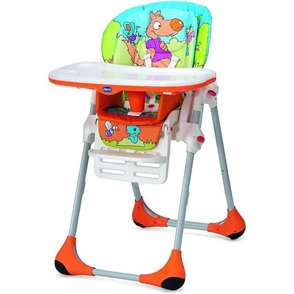 Chicco Polly 2 In 1 Highchair Wood Friends With 4 Wheels - Orange - 6months-1 years - ZRAFH