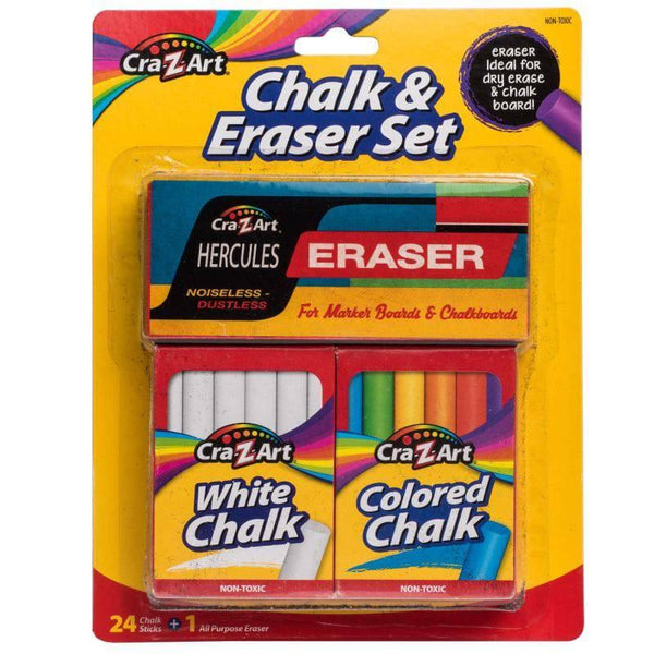 CraZart Chalk & Eraser Set - 25 pcs - ZRAFH
