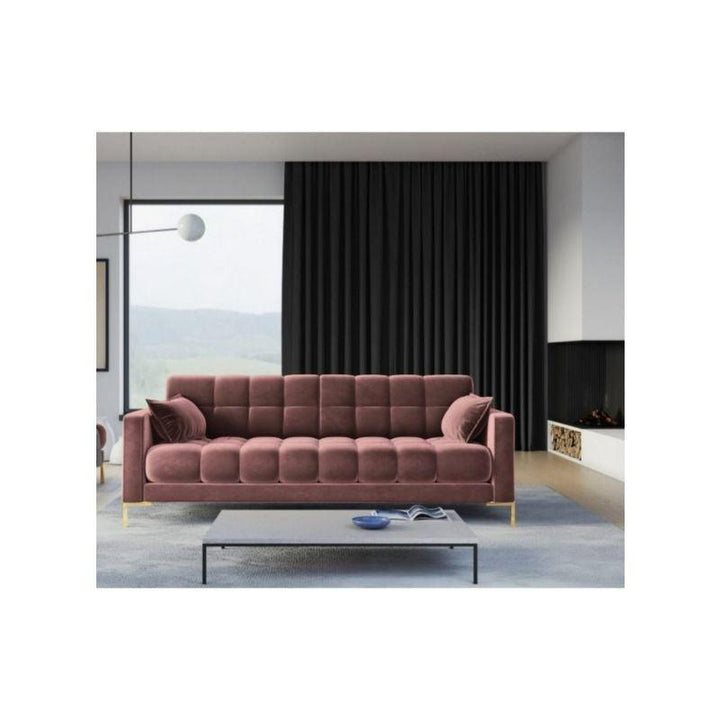 Alhome Velvet and Sweedish Wood 3 Seaters Sofa - Pink - Zrafh.com - Your Destination for Baby & Mother Needs in Saudi Arabia