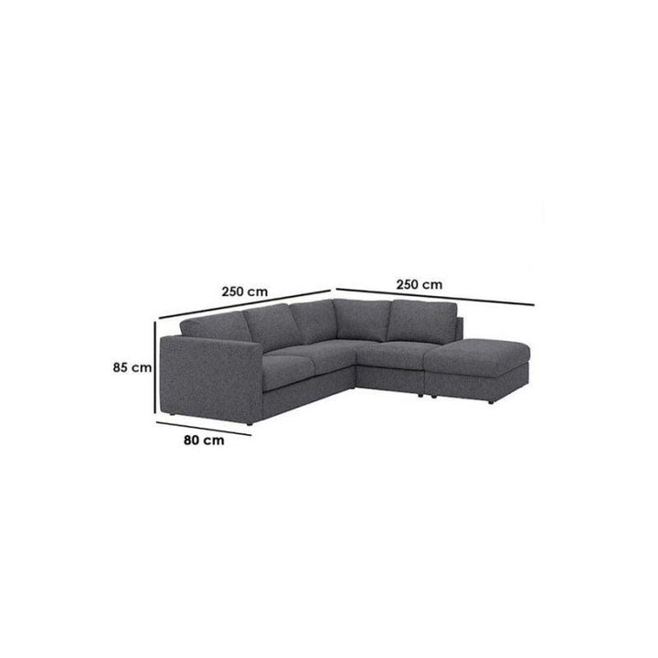 Alhome LShape  Sofa 250x85x80x250 cm - Grey - Zrafh.com - Your Destination for Baby & Mother Needs in Saudi Arabia