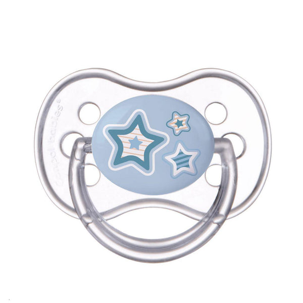 CANPOL Symmetric silicone soother 6-18 months (1 pc) Newborn baby blue stars - ZRAFH