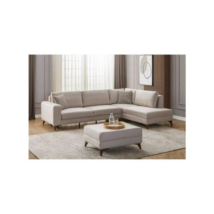 Alhome LShape Sofa 300x200x90x85 cm - Beige - Zrafh.com - Your Destination for Baby & Mother Needs in Saudi Arabia