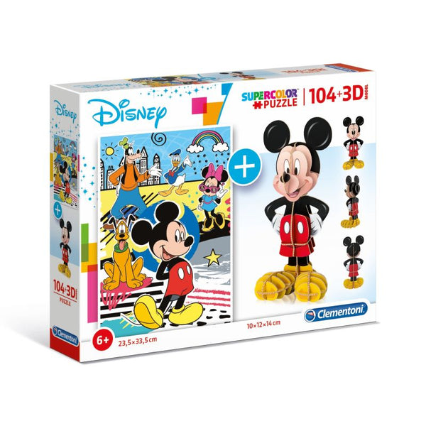 Clementoni Mickey 3D Puzzle - 104 Pieces - Zrafh.com - Your Destination for Baby & Mother Needs in Saudi Arabia