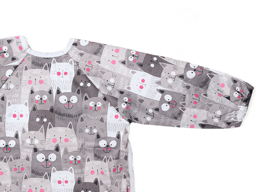 Dreeba Long Sleeves Bib Waterproof With Teddy Bears Design - Grey - ZRAFH