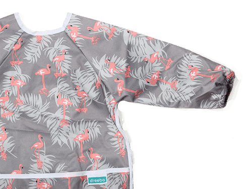 Dreeba Long sleeves Bibs With Floral Design - Grey - ZRAFH