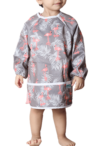 Dreeba Long sleeves Bibs With Floral Design - Grey - ZRAFH