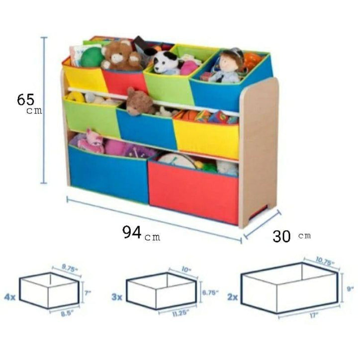 Dreeba Kids Toy Organizer With 9 Storage Fabric Bins - Colorful - ZRAFH