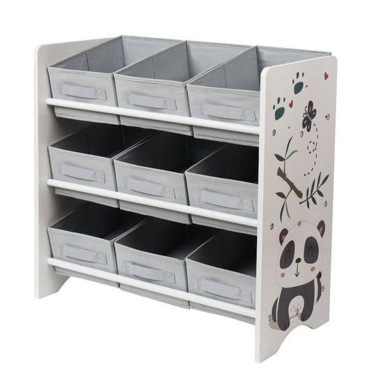 Dreeba Kids Toy Organizer With 9 Storage Fabric Bins - Grey - ZRAFH