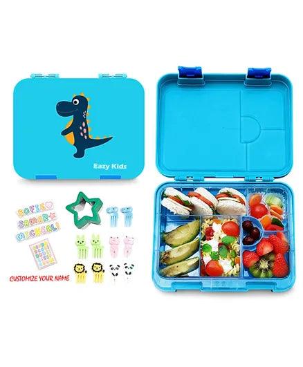 Eazy Kids Dino 6 and 4 Convertible Bento Lunch Box - Blue - ZRAFH