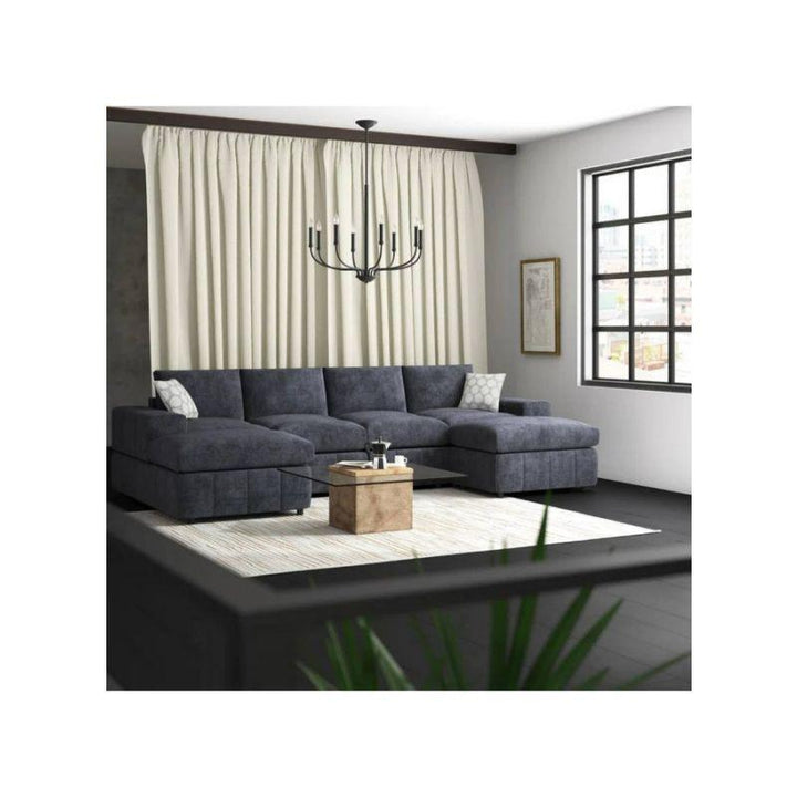 Alhome Lshaped  Sofa 90x85x350x200x200 cm - Grey - Zrafh.com - Your Destination for Baby & Mother Needs in Saudi Arabia