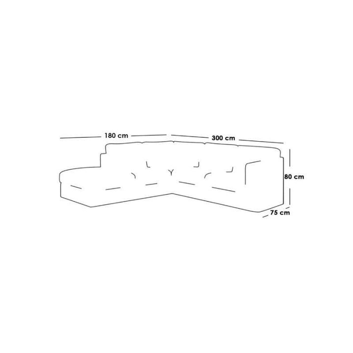 Alhome LShape Sofa 85x180x80x300 cm - White - Zrafh.com - Your Destination for Baby & Mother Needs in Saudi Arabia