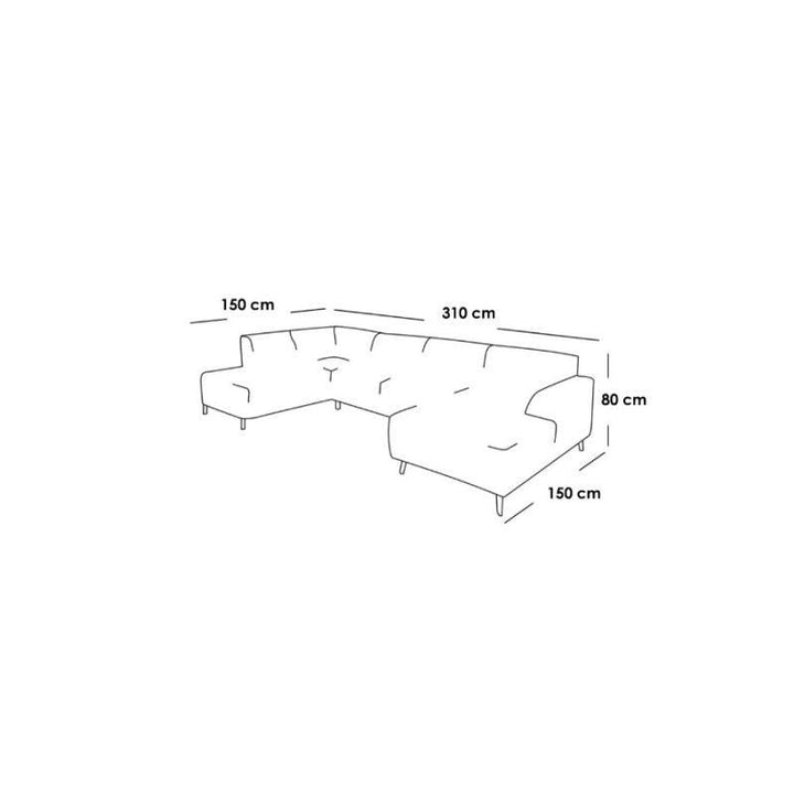 Alhome LShape Sofa 310x150x85x80 cm - Beige - Zrafh.com - Your Destination for Baby & Mother Needs in Saudi Arabia