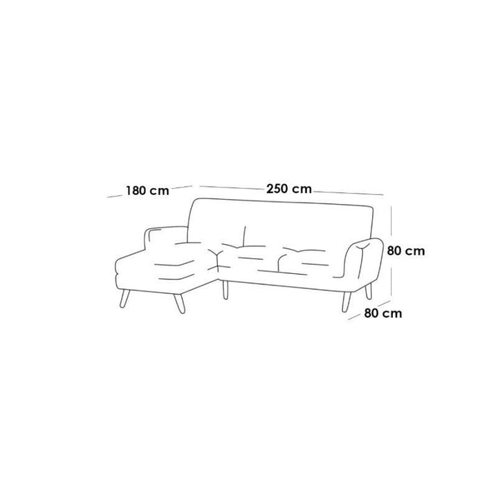 Alhome LShape Sofa 250x80x180x80 cm - Beige - Zrafh.com - Your Destination for Baby & Mother Needs in Saudi Arabia