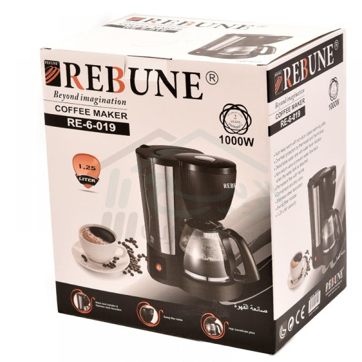 Rebune American Coffee Maker - 1.25 L - 1000 W - Black - RE- 6- 019 - Zrafh.com - Your Destination for Baby & Mother Needs in Saudi Arabia