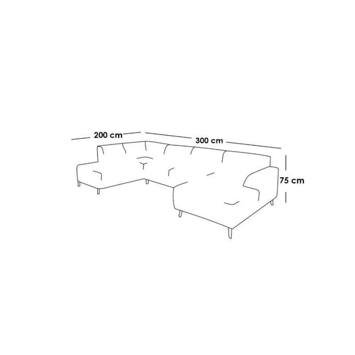 Alhome LShape Sofa 300x80x200x75 cm - Grey - Zrafh.com - Your Destination for Baby & Mother Needs in Saudi Arabia