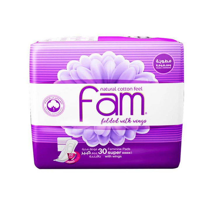 Fam Sanitary Pads Maxi Folded with Wings Super 30 pads - ZRAFH