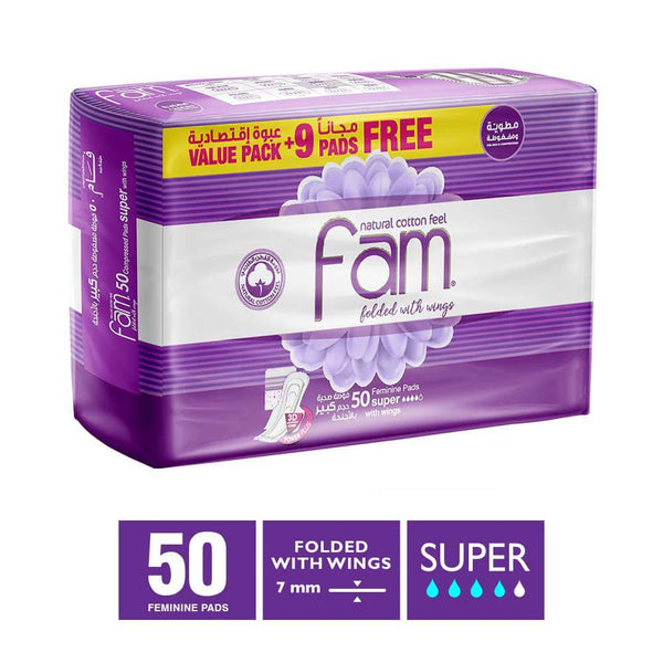 Sanitary Pads Fam  Maxi Folded with Wings Super 50 pads - ZRAFH