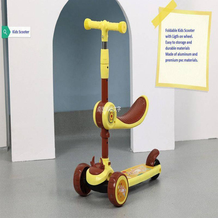 Family Center Children's Scooter 3-in-one - Yellow - 52×31x72CM - 13-702-05Y - ZRAFH