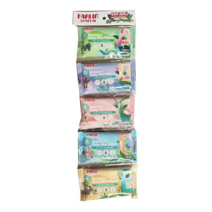 Farlin Safari Wet Wipes 10 Sheets - 5 Packs - ZRAFH