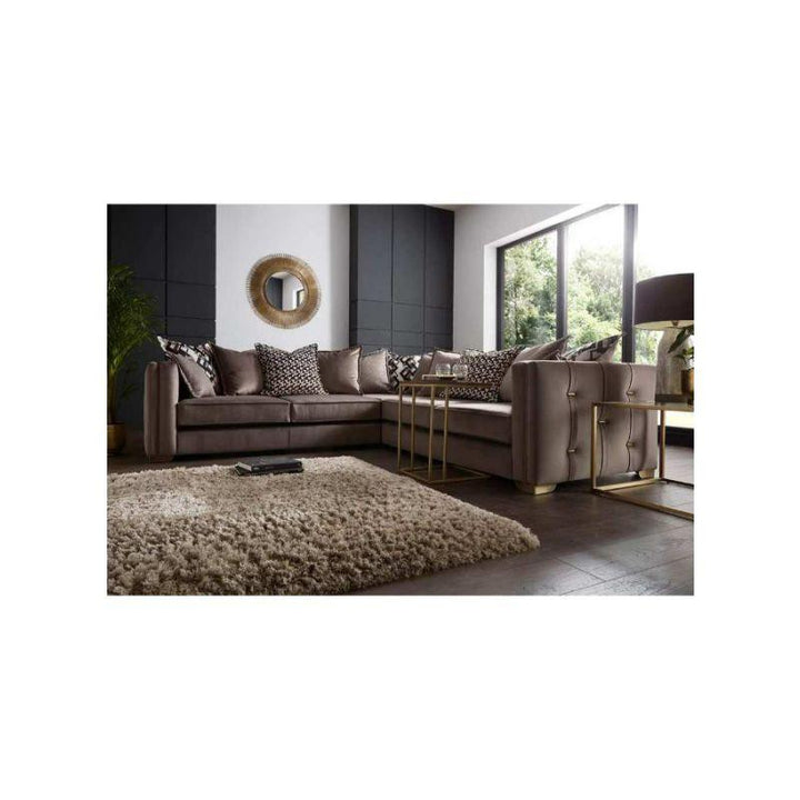 Alhome LShape Sofa 300x270x85x85 cm - Brown - Zrafh.com - Your Destination for Baby & Mother Needs in Saudi Arabia