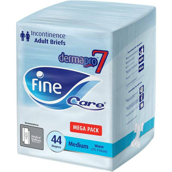 Fine Incontinence Unisex adult diapers, Size Medium (Waist 75-110 cm), 44 count. Fine Care® briefs with Maximum Absorbency, Leak Protection. - ZRAFH