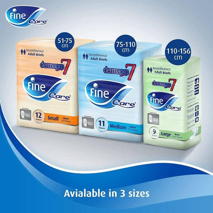 Fine Incontinence Unisex adult diapers, Size Medium (Waist 75-110 cm), 44 count. Fine Care® briefs with Maximum Absorbency, Leak Protection. - ZRAFH