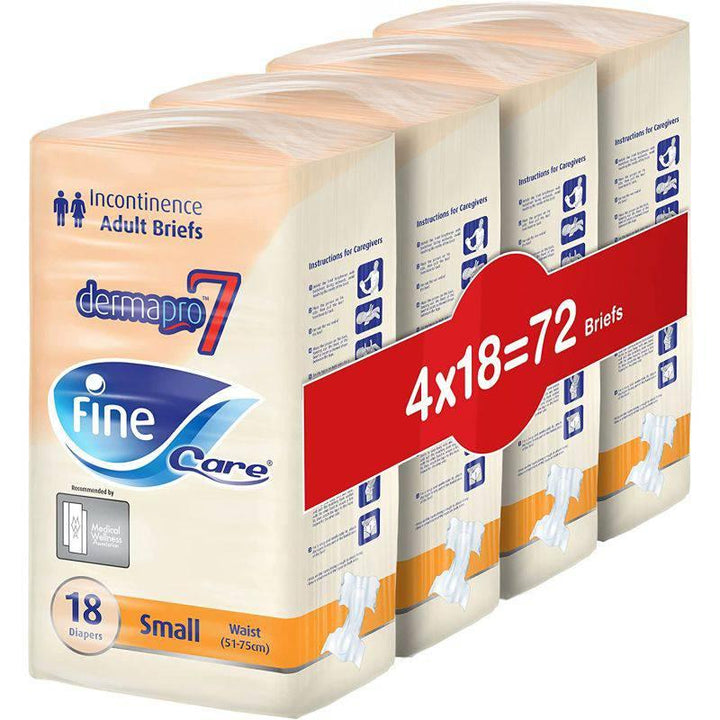 Incontinence Unisex adult diapers, Size Small (Waist 51-75 cm), 72 count. Fine Care¬Æ briefs with Maximum Absorbency, Leak Protection. - ZRAFH