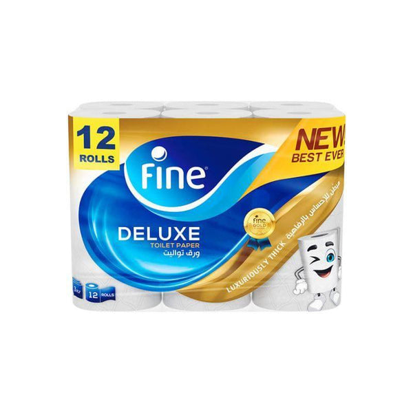 Fine Toilet Paper Tissue Roll 140 sheets X 3 ply, 12 rolls. Fine¬Æ Deluxe sterilized for germ protection. - ZRAFH