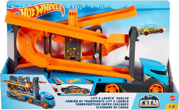 Cars Load & Launch On Dragon Launch Transporter, Hot Wheels City Toy 
